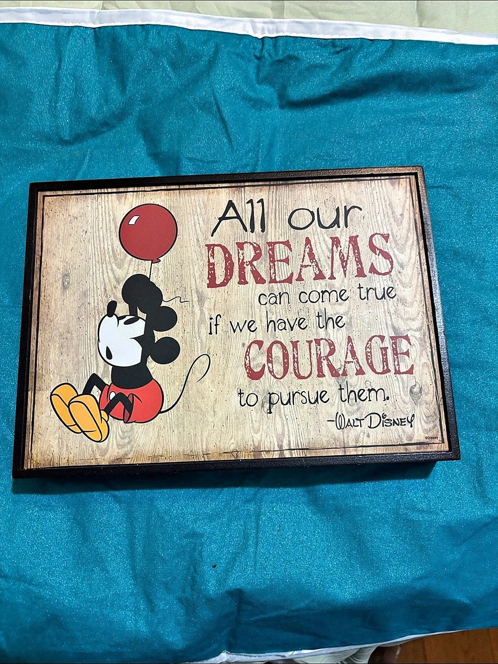 Disney Mickey Mouse All Our Dreams Can Come True Wood Wall Decor Inspirational